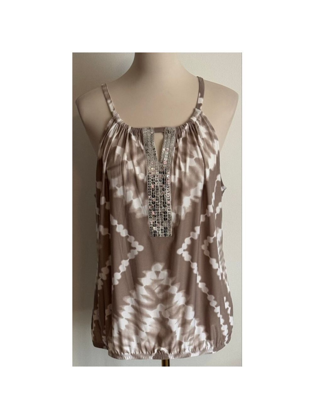 Women's INC International Concepts Tank Top XL Brown White
